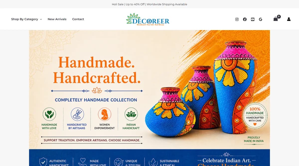 Decoreer website homepage
