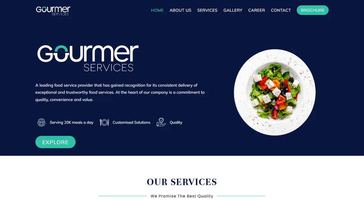 Gourmer Services website homepage